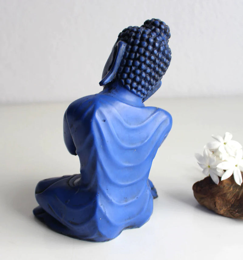 Lapis Blue Resin Resting Buddha Statue 7.5 Inch - Handcrafted Serenity - 1