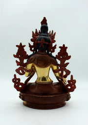 9-Inch Gold Plated Copper Green Tara Statue - Divine Craftsmanship - 2