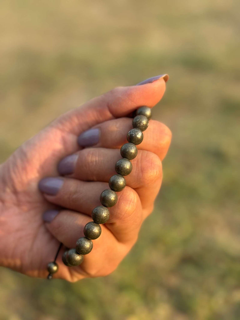 Gold Obsidian Bracelet – Natural 8mm Gemstone Stretch Bracelet