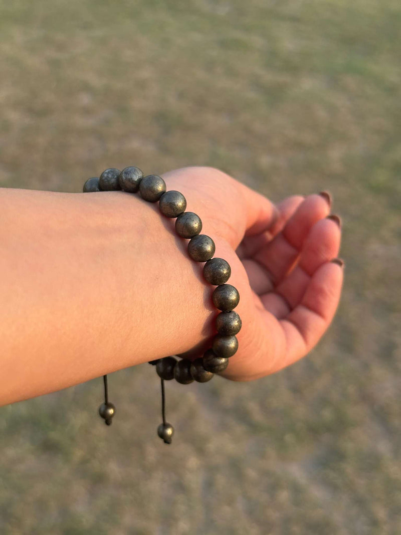 Gold Obsidian Bracelet – Natural 8mm Gemstone Stretch Bracelet