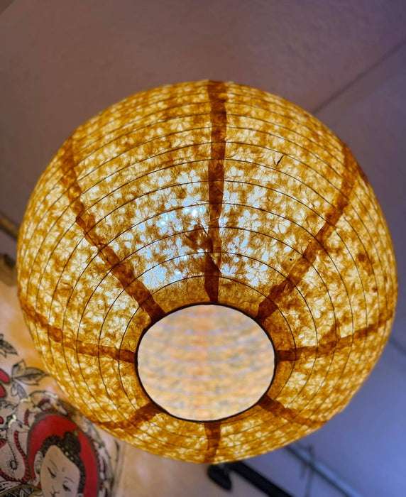 Handmade Lokta Paper Lampshade -Round Shape - Hanging Lampshades, Golden Yellow