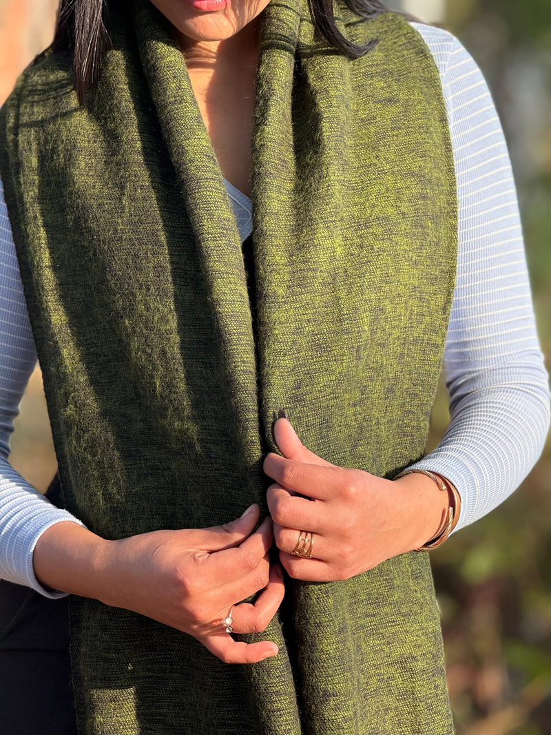 Green Yak Wool Blend Shawl