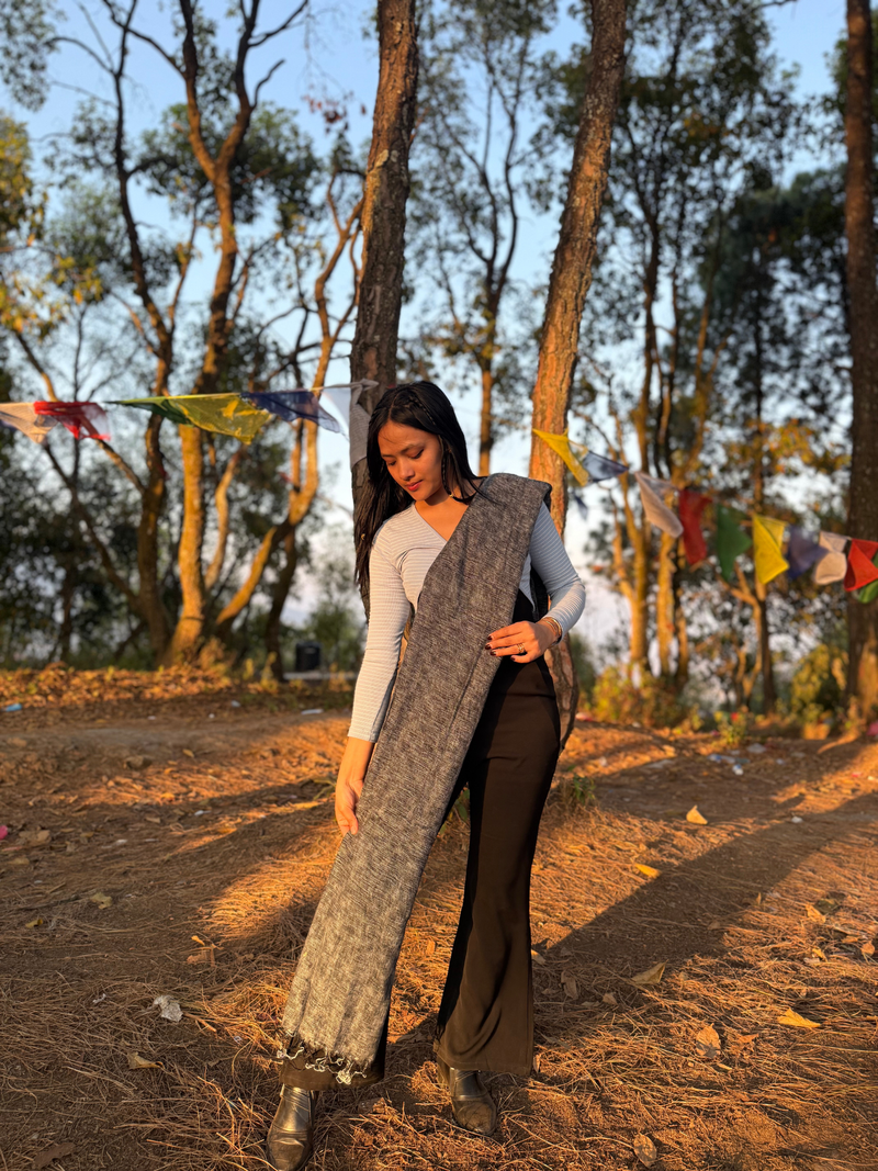 Grey Yak Wool Blend Shawl