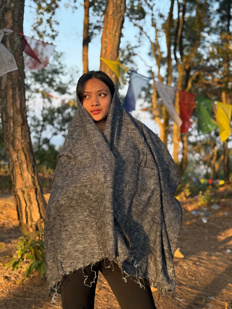 Grey Yak Wool Blend Shawl