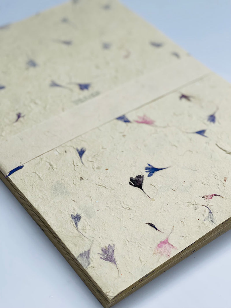 Handmade A4 Cornflower Blue Petal Lokta Paper Sheets – 20 Pack