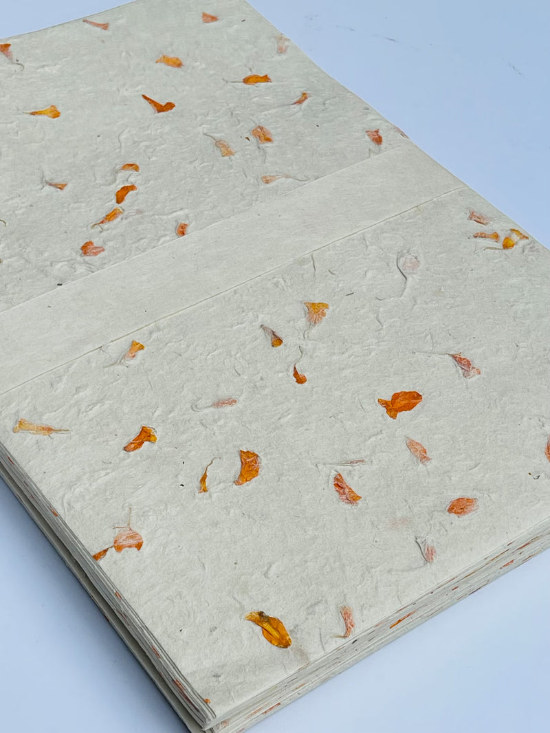 Handmade A4 Marigold Petal Lokta Paper Sheets – 20 Pack