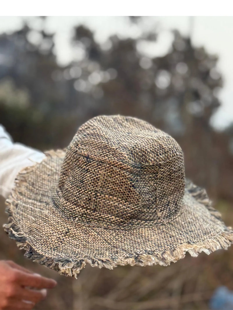 Handmade Hemp Wide Brim Sun Hat – Foldable Travel Hat