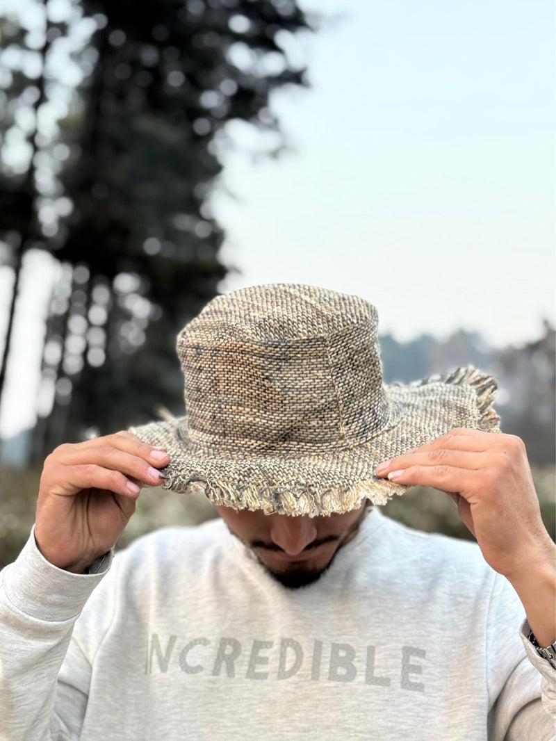 Handmade Hemp Wide Brim Sun Hat – Foldable Travel Hat