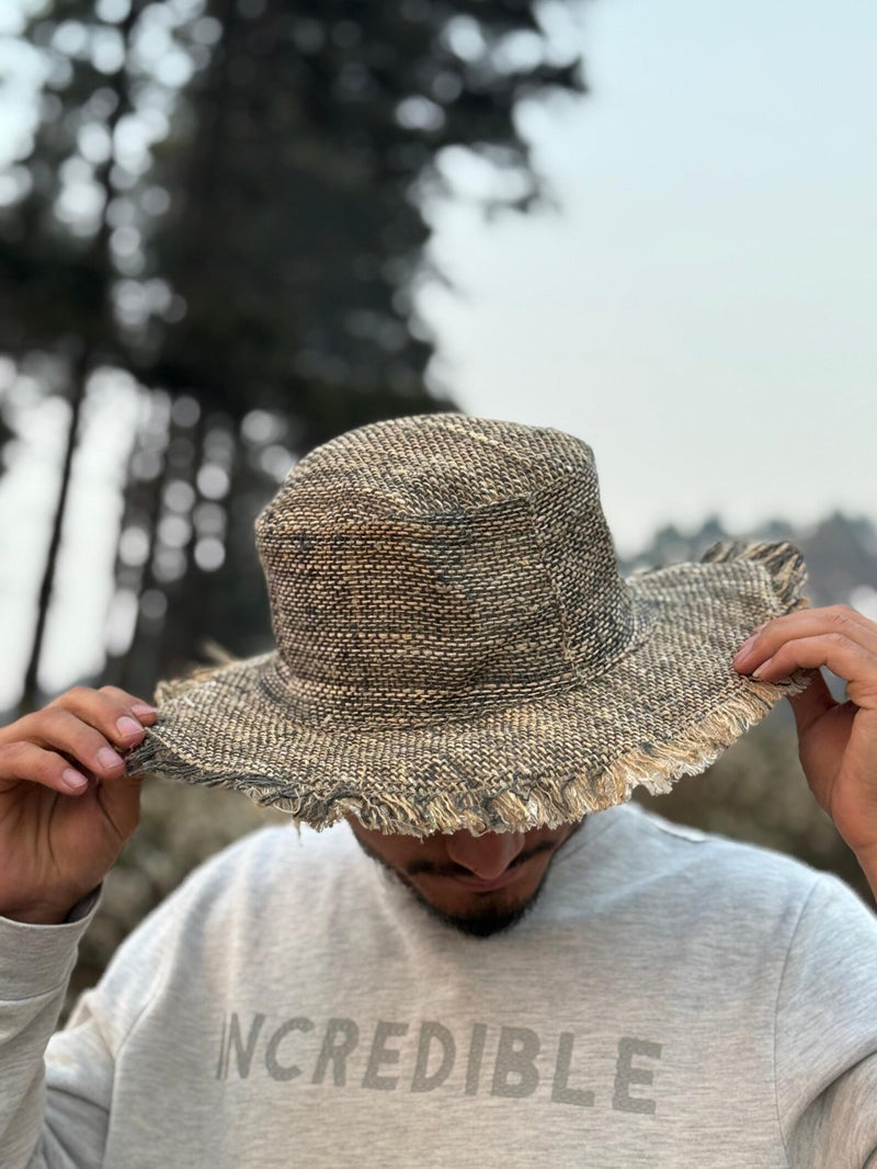 Handmade Hemp Wide Brim Sun Hat – Foldable Travel Hat