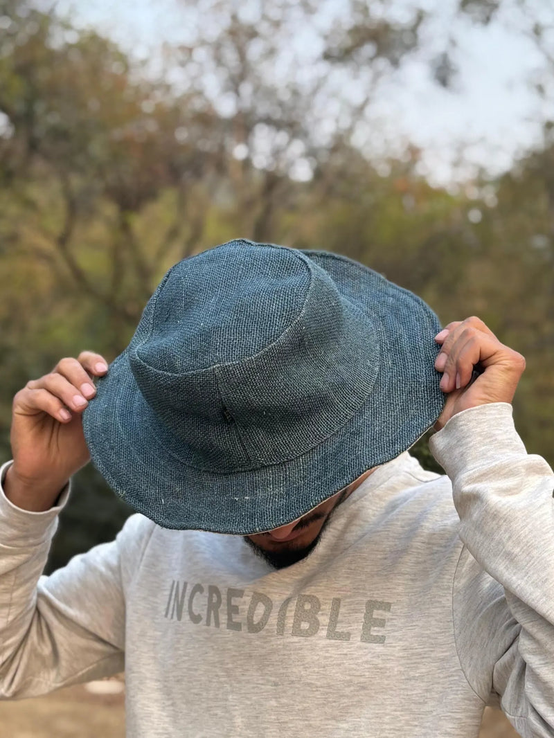 Dark Green Hemp Hat – Handmade Woven Outdoor Hat