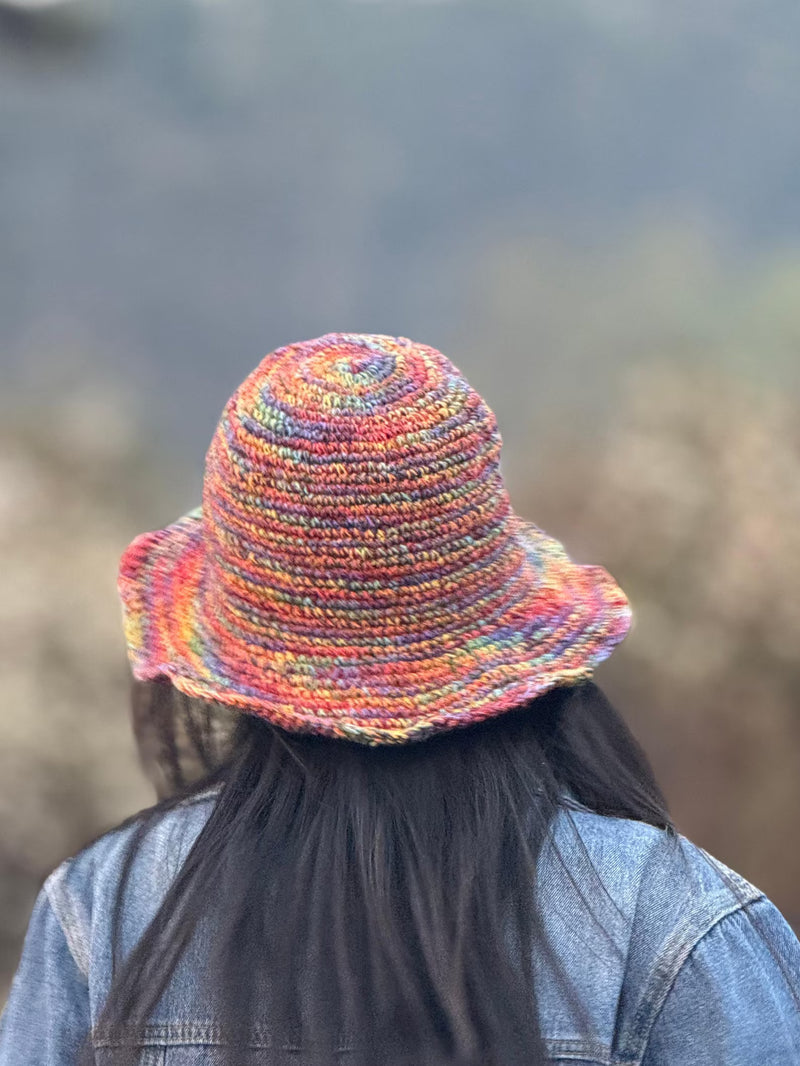Handmade Multicolor Crochet Hemp Sun Hat – Boho Festival Hat