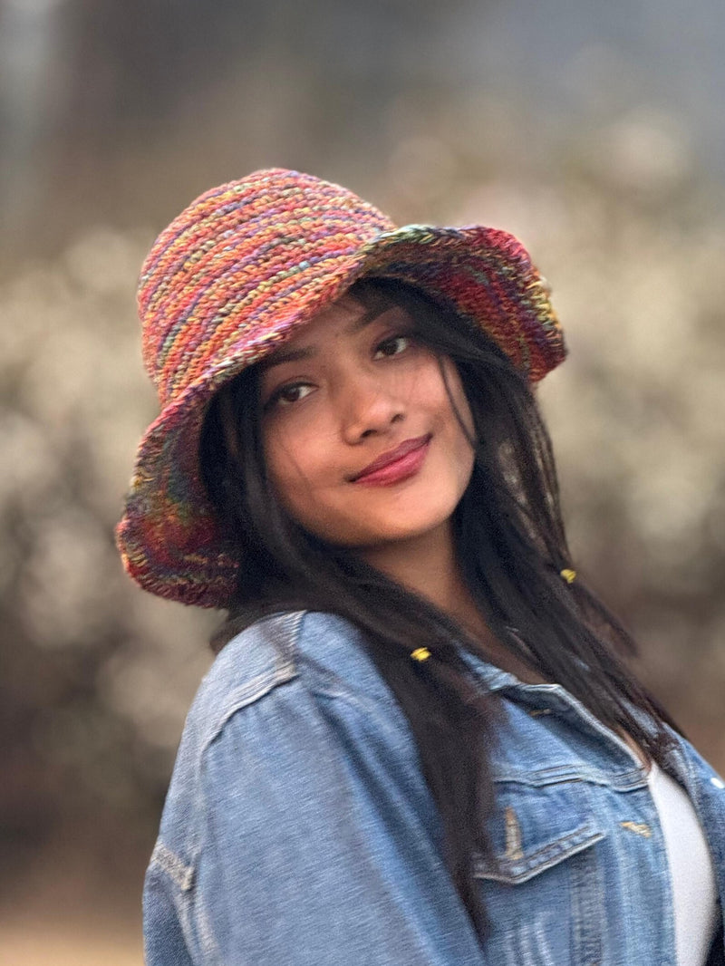 Handmade Multicolor Crochet Hemp Sun Hat – Boho Festival Hat
