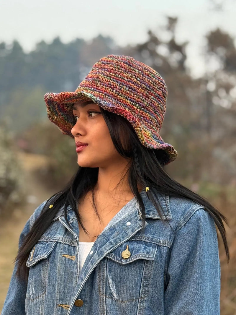 Handmade Multicolor Crochet Hemp Sun Hat – Boho Festival Hat
