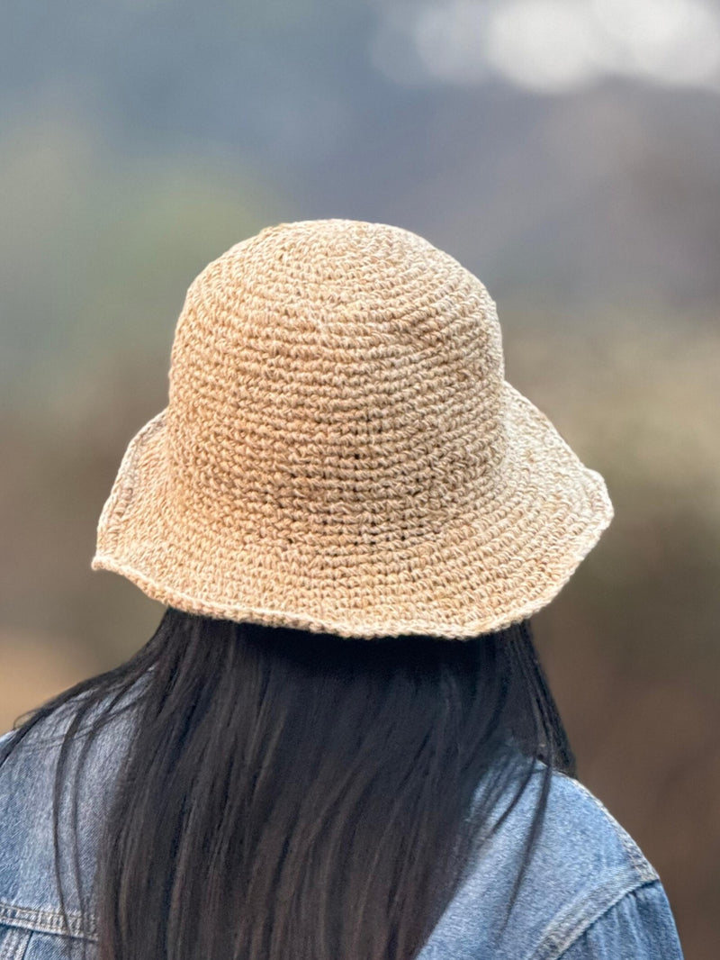 Handmade Beige Crochet Hemp Hat – Natural Boho Sun Hat