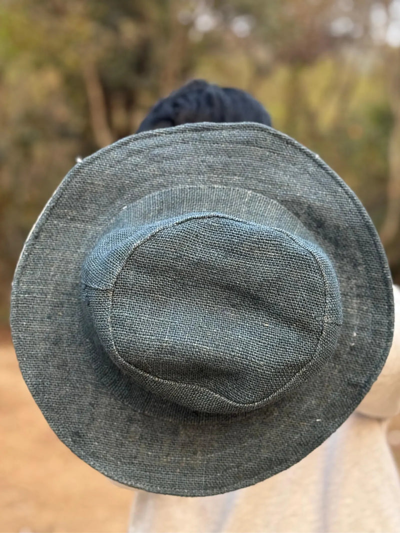 Dark Green Hemp Hat – Handmade Woven Outdoor Hat