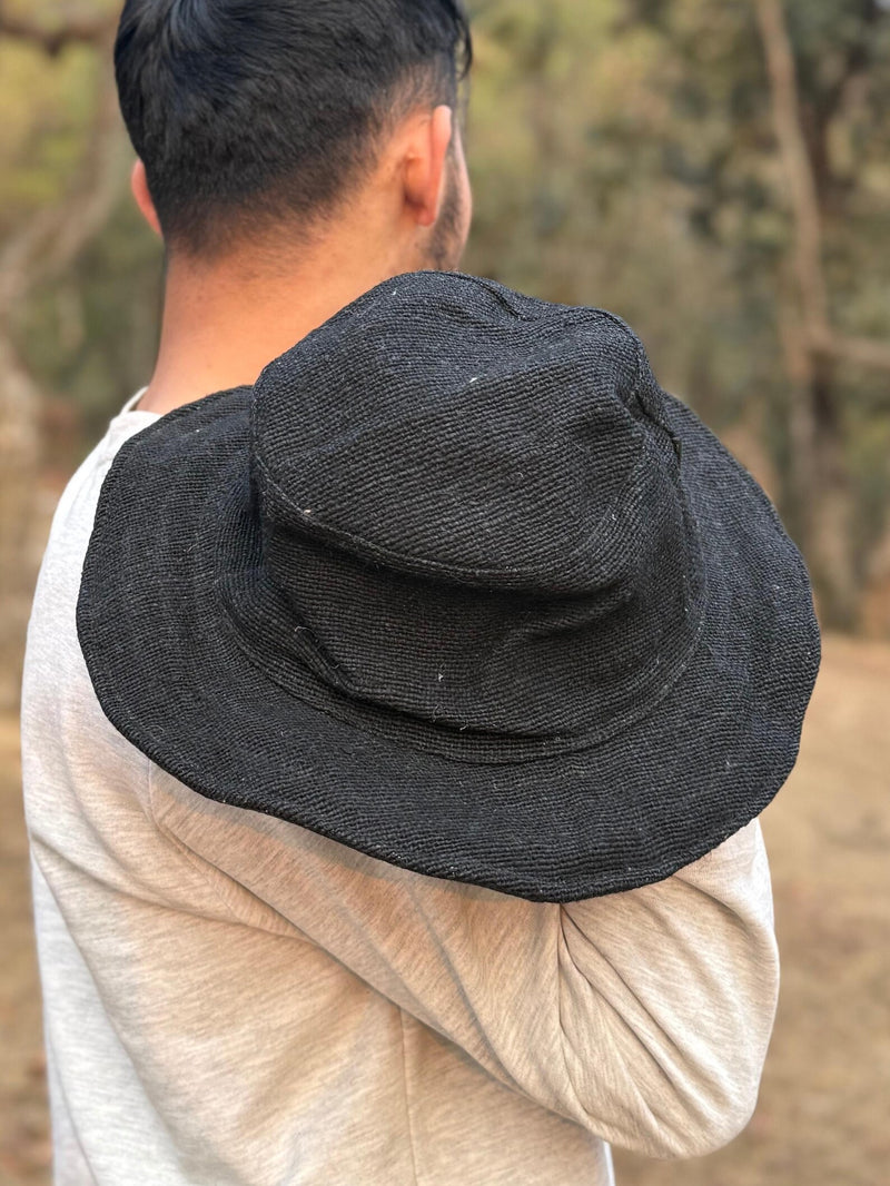 Handwoven Black Hemp Hat – Handmade Outdoor Hemp Hat