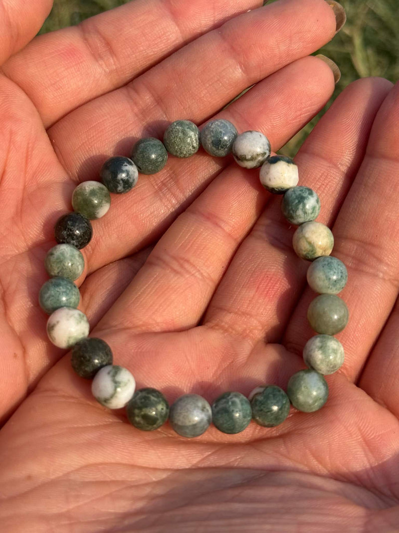Indian Agate Bracelet – Natural 8mm Gemstone Stretch Bracelet