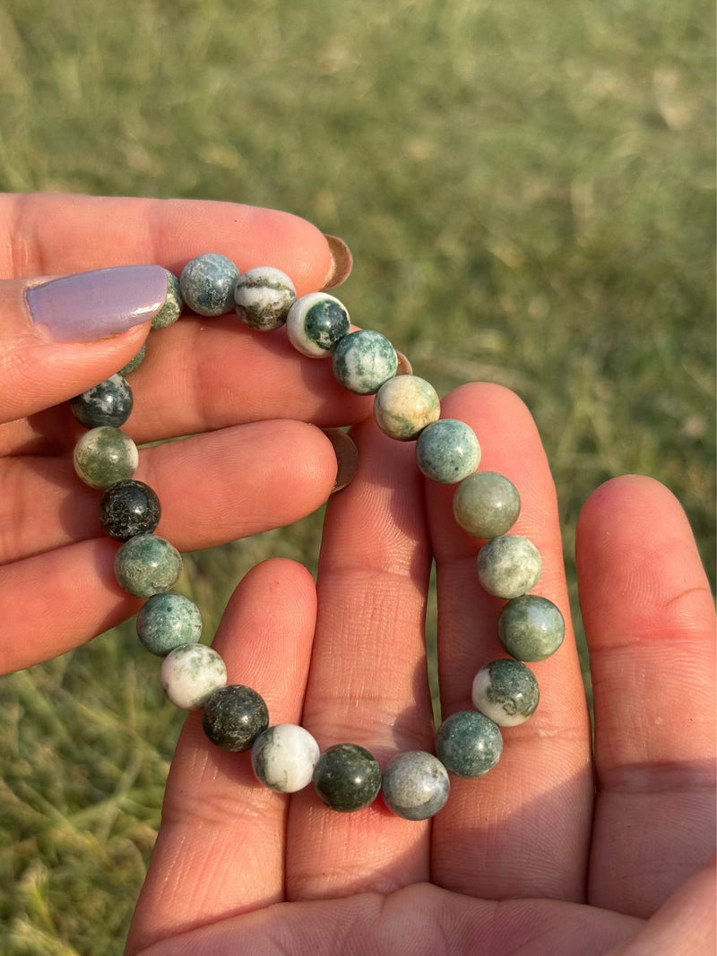 Indian Agate Bracelet – Natural 8mm Gemstone Stretch Bracelet