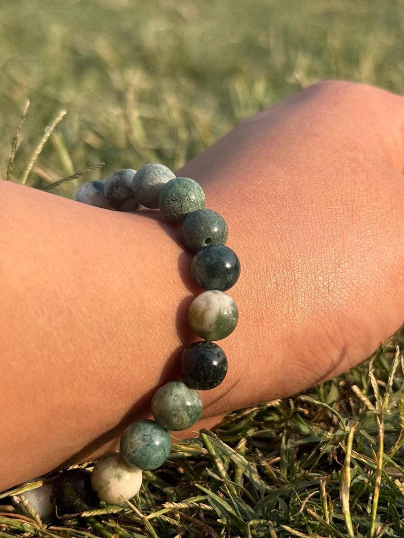 Indian Agate Bracelet – Natural 8mm Gemstone Stretch Bracelet