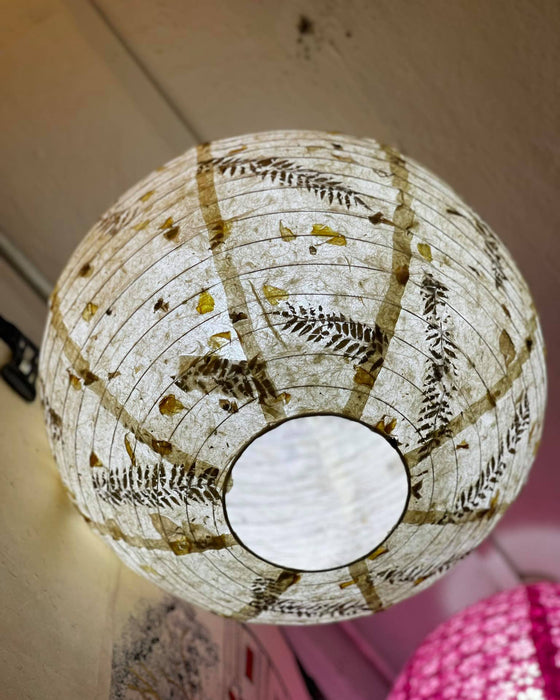 Handmade Lokta Paper Lampshade -Round Shape - Hanging Lampshades, Leaf, Leaves