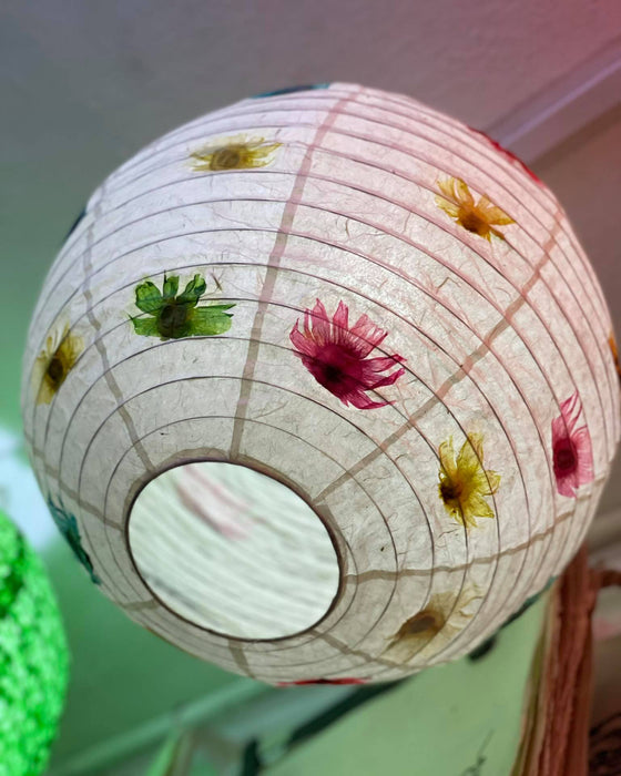 Handmade Lokta Paper Lampshade -Round Shape - Hanging Lampshades, Flora