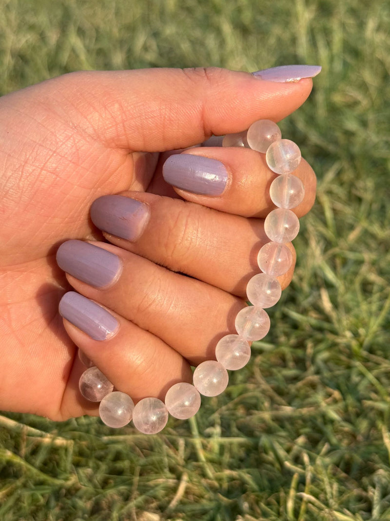 Light Rose Quartz Bracelet – Soft Pink 8mm Crystal Stretch Bracelet