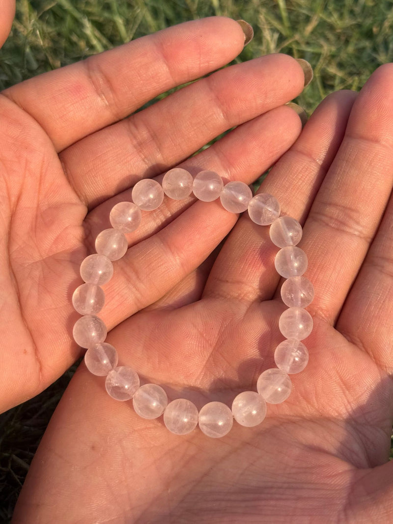 Light Rose Quartz Bracelet – Soft Pink 8mm Crystal Stretch Bracelet
