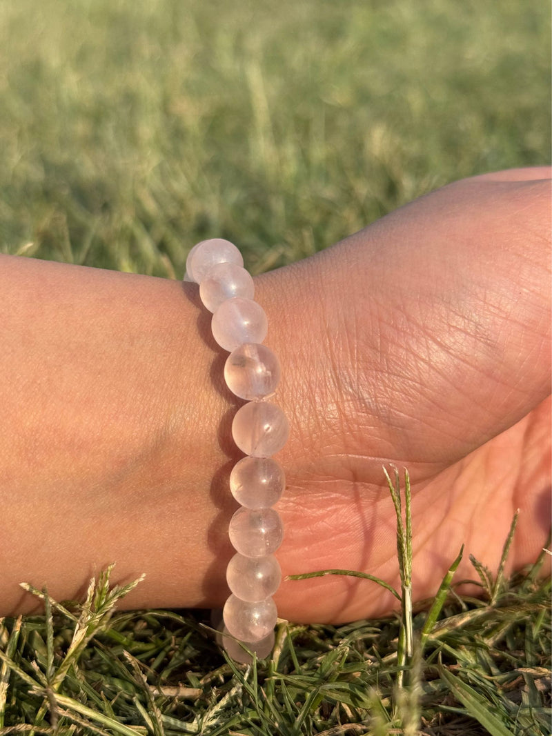 Light Rose Quartz Bracelet – Soft Pink 8mm Crystal Stretch Bracelet