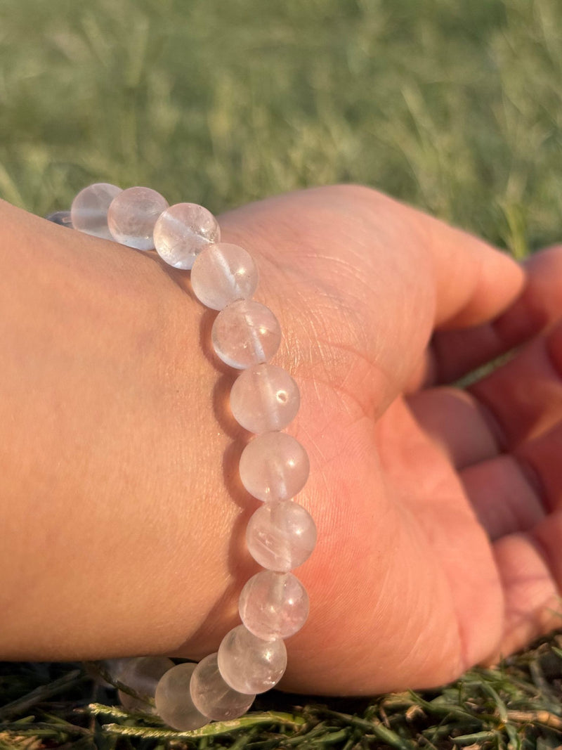 Light Rose Quartz Bracelet – Soft Pink 8mm Crystal Stretch Bracelet