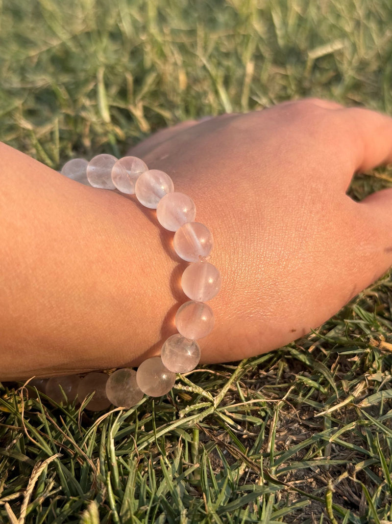 Light Rose Quartz Bracelet – Soft Pink 8mm Crystal Stretch Bracelet