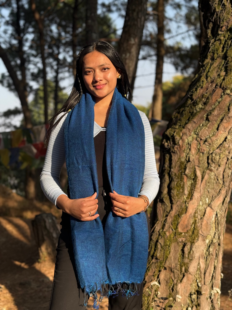 Light Blue Yak Wool Blend Shawl