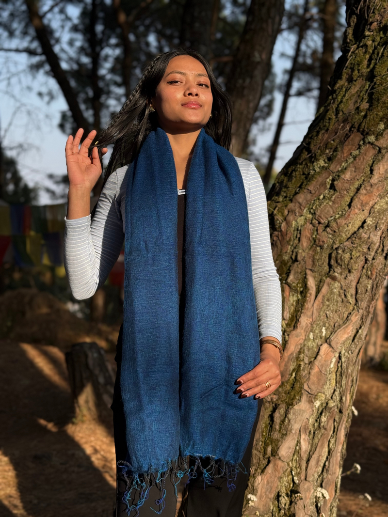 Light Blue Yak Wool Blend Shawl