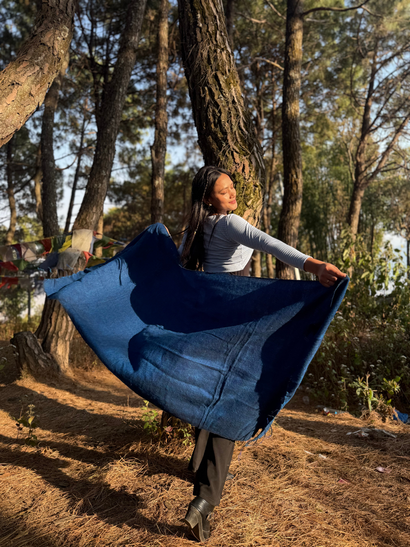Light Blue Yak Wool Blend Shawl