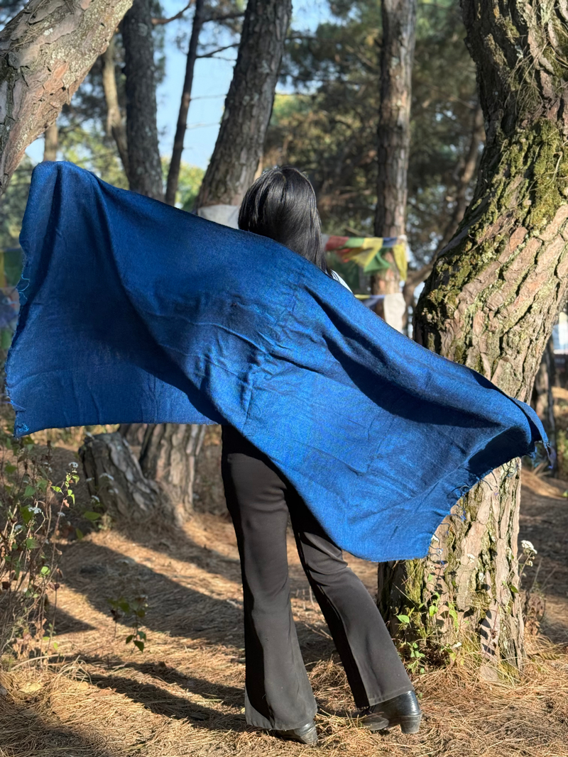 Light Blue Yak Wool Blend Shawl