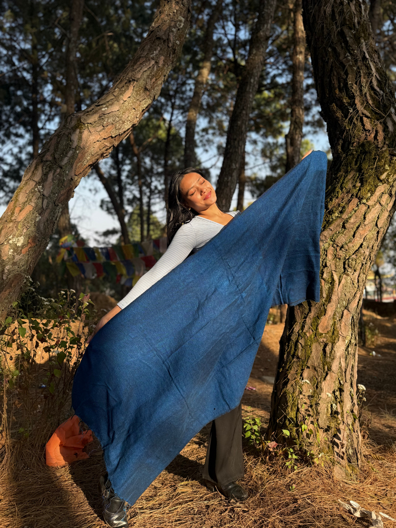 Light Blue Yak Wool Blend Shawl