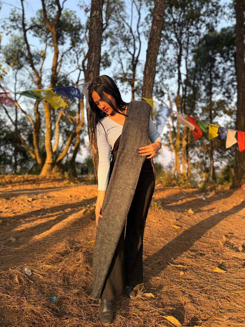 Charcoal Yak Wool Blend Shawl