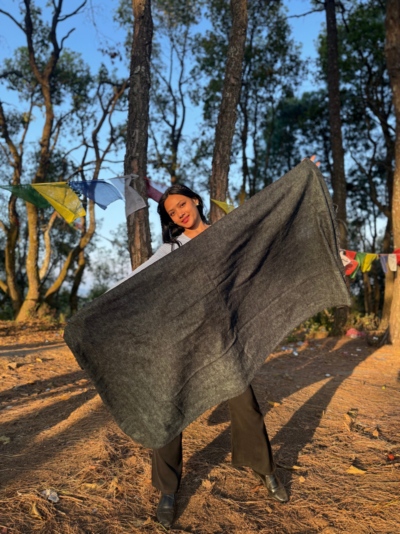 Charcoal Yak Wool Blend Shawl