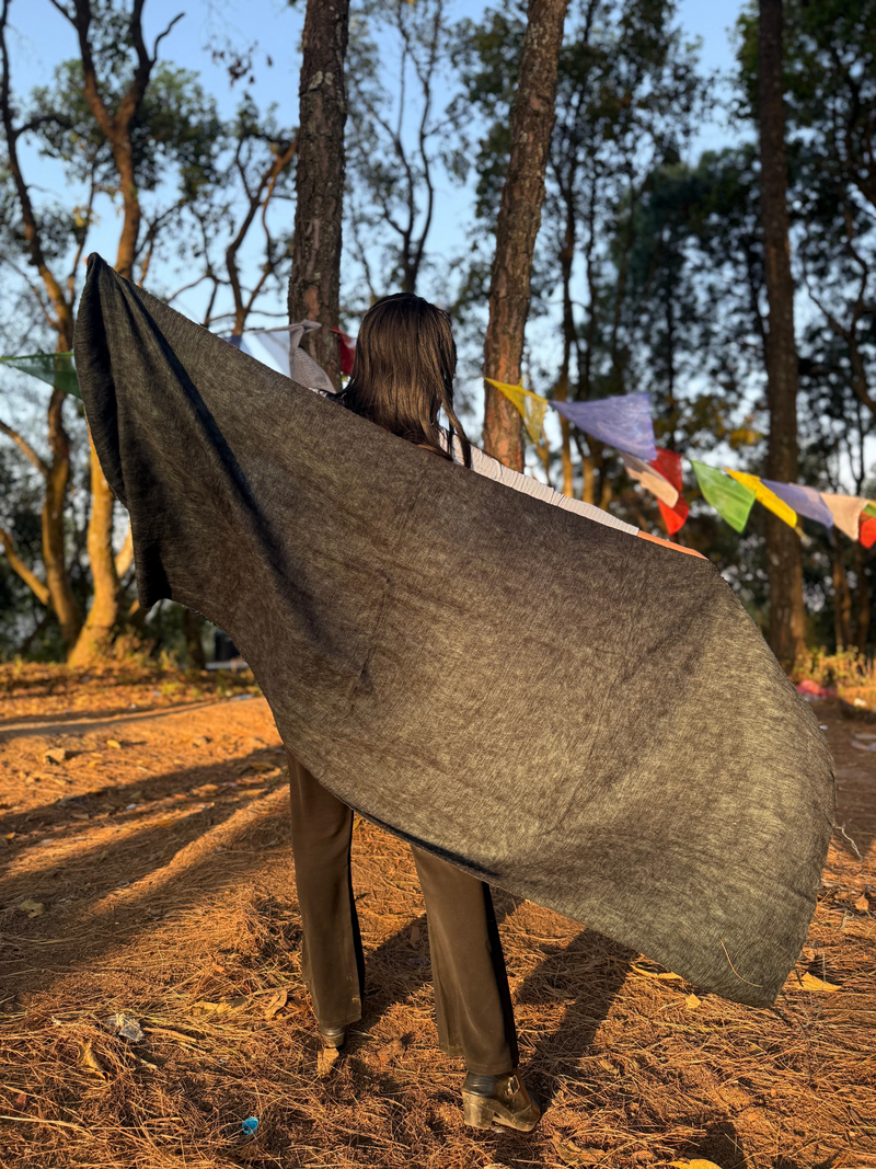 Charcoal Yak Wool Blend Shawl