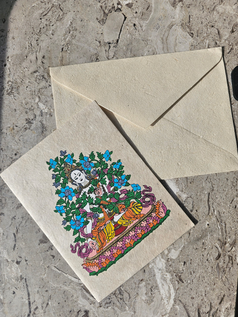 White Tara Lokta Paper Greeting Card with Envelope