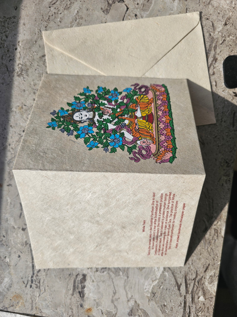 White Tara Lokta Paper Greeting Card with Envelope