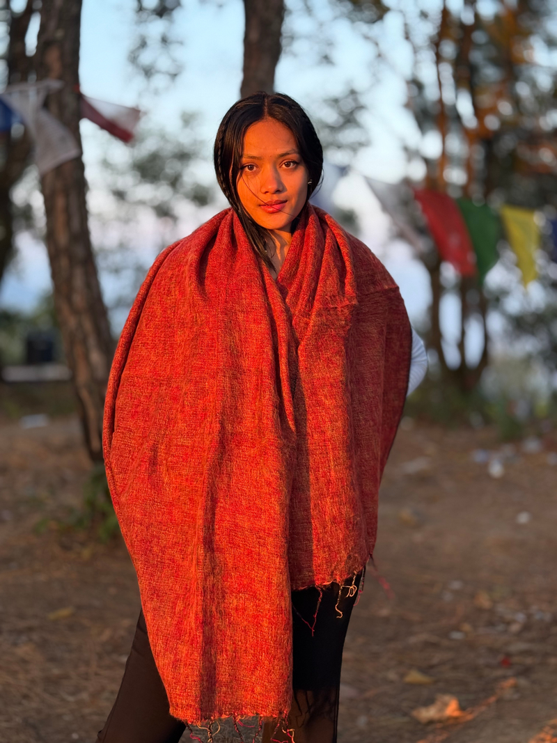 Maroon Yak Wool Shawl – Handmade yak  Wrap