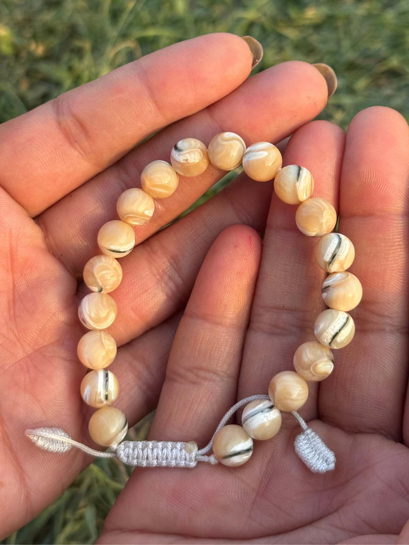 Mother of Pearl Bracelet – Natural 8mm Beaded Stretch Bracelet