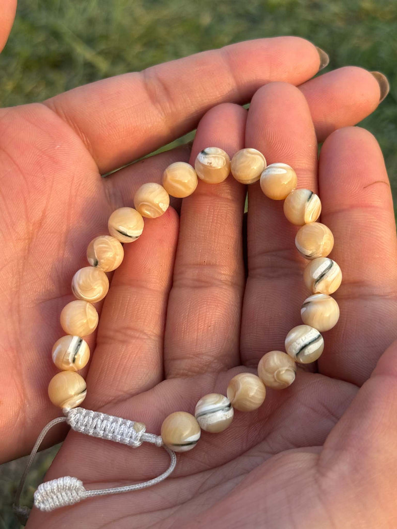 Mother of Pearl Bracelet – Natural 8mm Beaded Stretch Bracelet