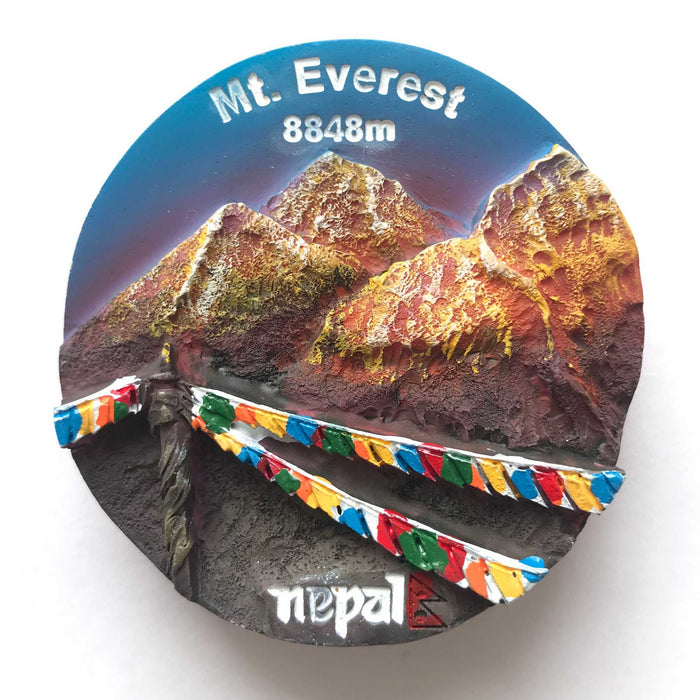 Mount Everest 3D Fridge Magnet, Refrigerator Magnet Circular