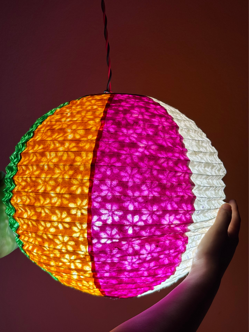 Handmade Paper Lampshade |  Lokta Paper Crafts | Lantern Shade | Multi Color Shades | Nepali Kagaj