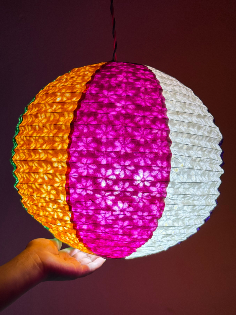 Handmade Paper Lampshade |  Lokta Paper Crafts | Lantern Shade | Multi Color Shades | Nepali Kagaj