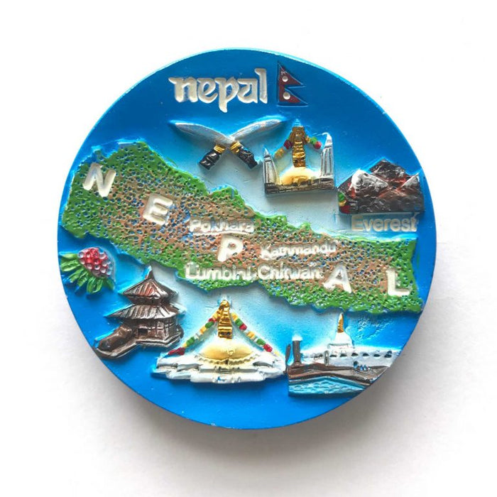 Nepal Map 3D Fridge Magnet, Refrigerator Magnet Circular