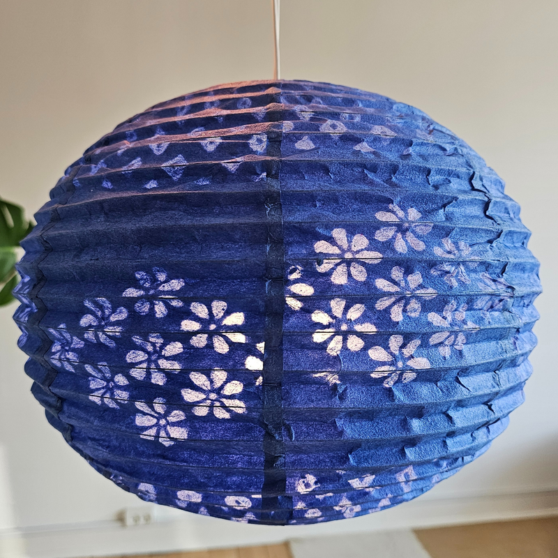Paper Lampshades - Handmade Lokta Paper Lampshades - Blue