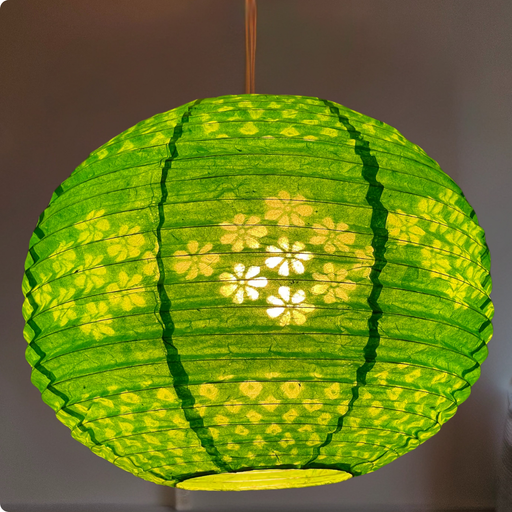 Rice Paper Lampshades - Handmade Lokta Paper Lampshades - Green