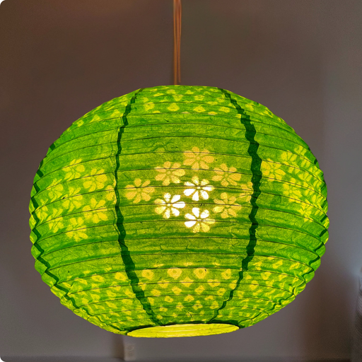 Rice Paper Lampshades - Handmade Lokta Paper Lampshades - Green main